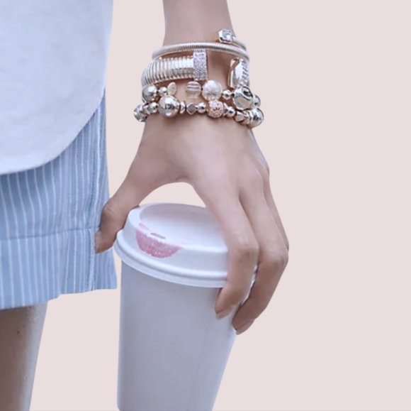 Anthropologie Ribbed Pavé Cuff Bracelet in Silver - Picture 2 of 6